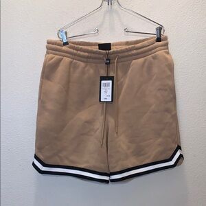 NWT CSG Hometown flc Tan Shorts with Black and White Trim Pockets Drawstrings